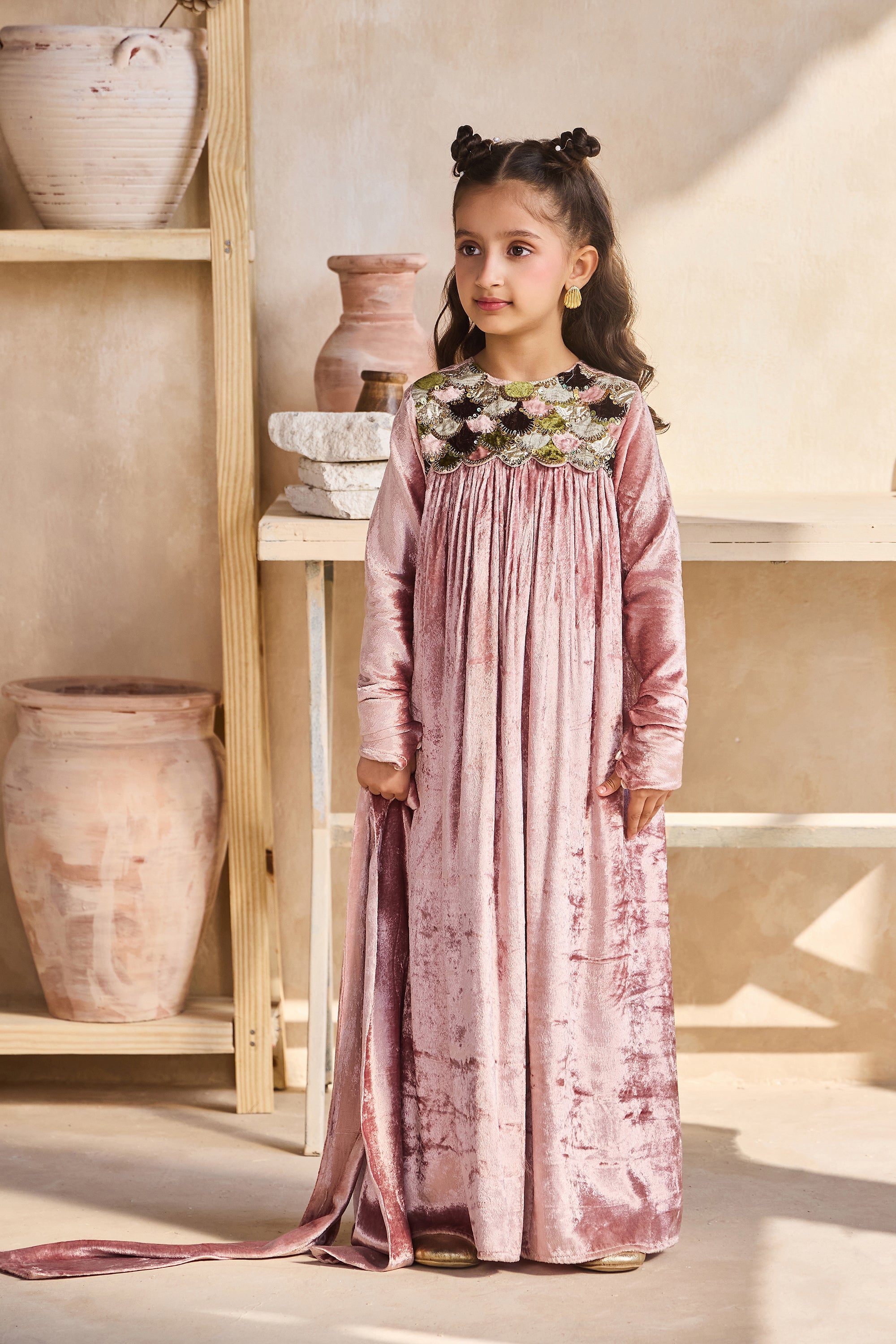Isa Dusty Pink Dress with Scarf (Set of 2)