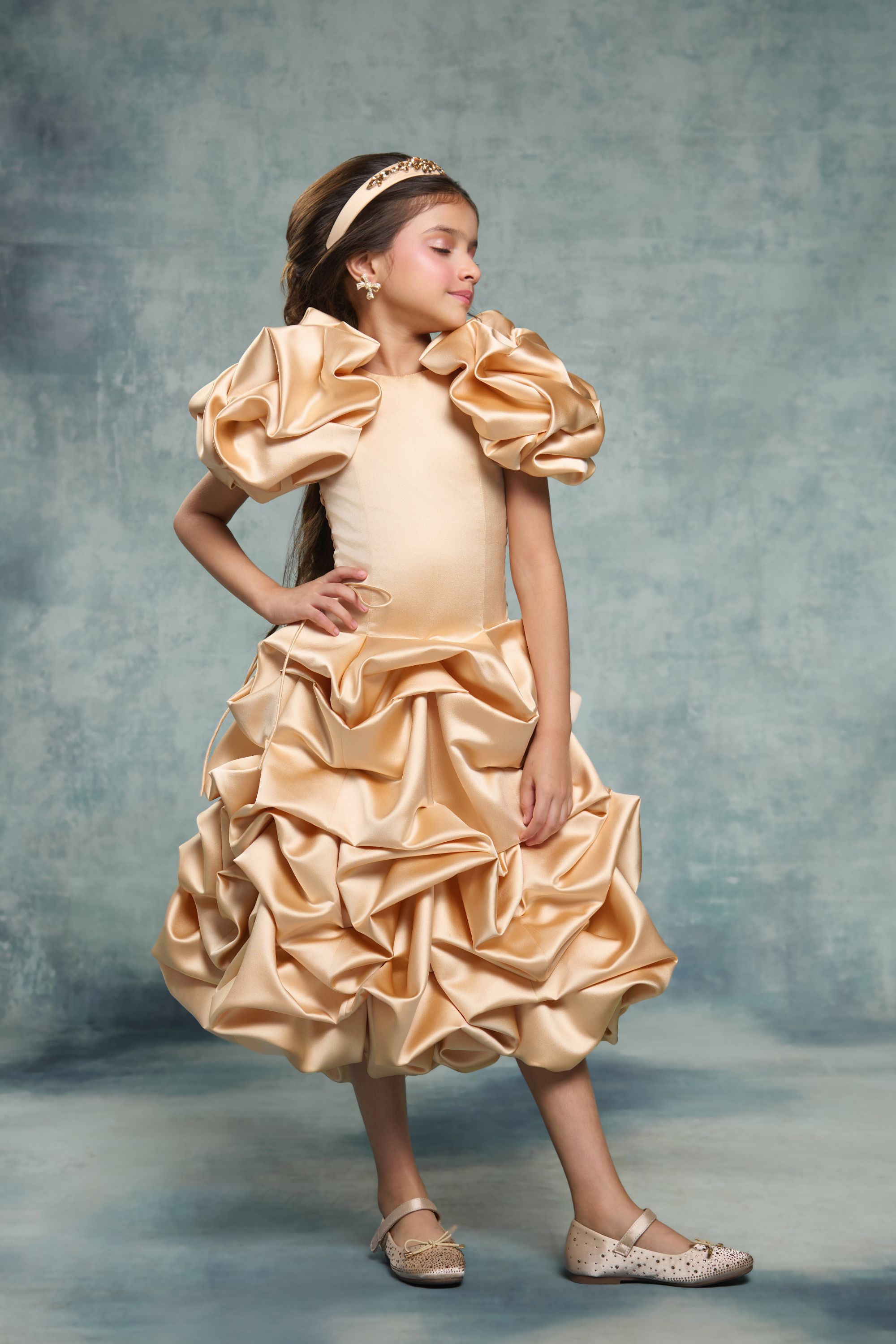 The Champagne Rosette Dress