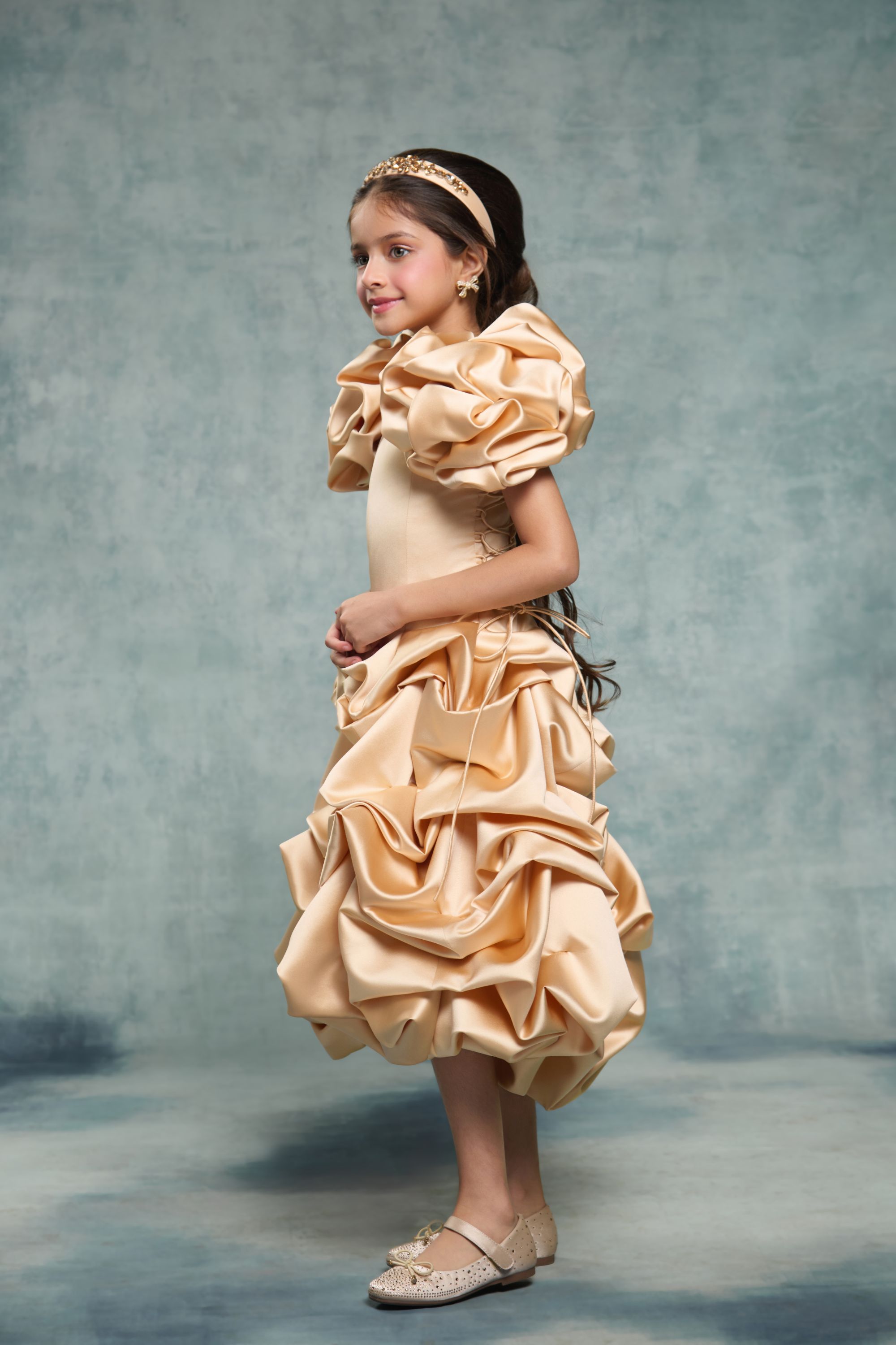 The Champagne Rosette Dress