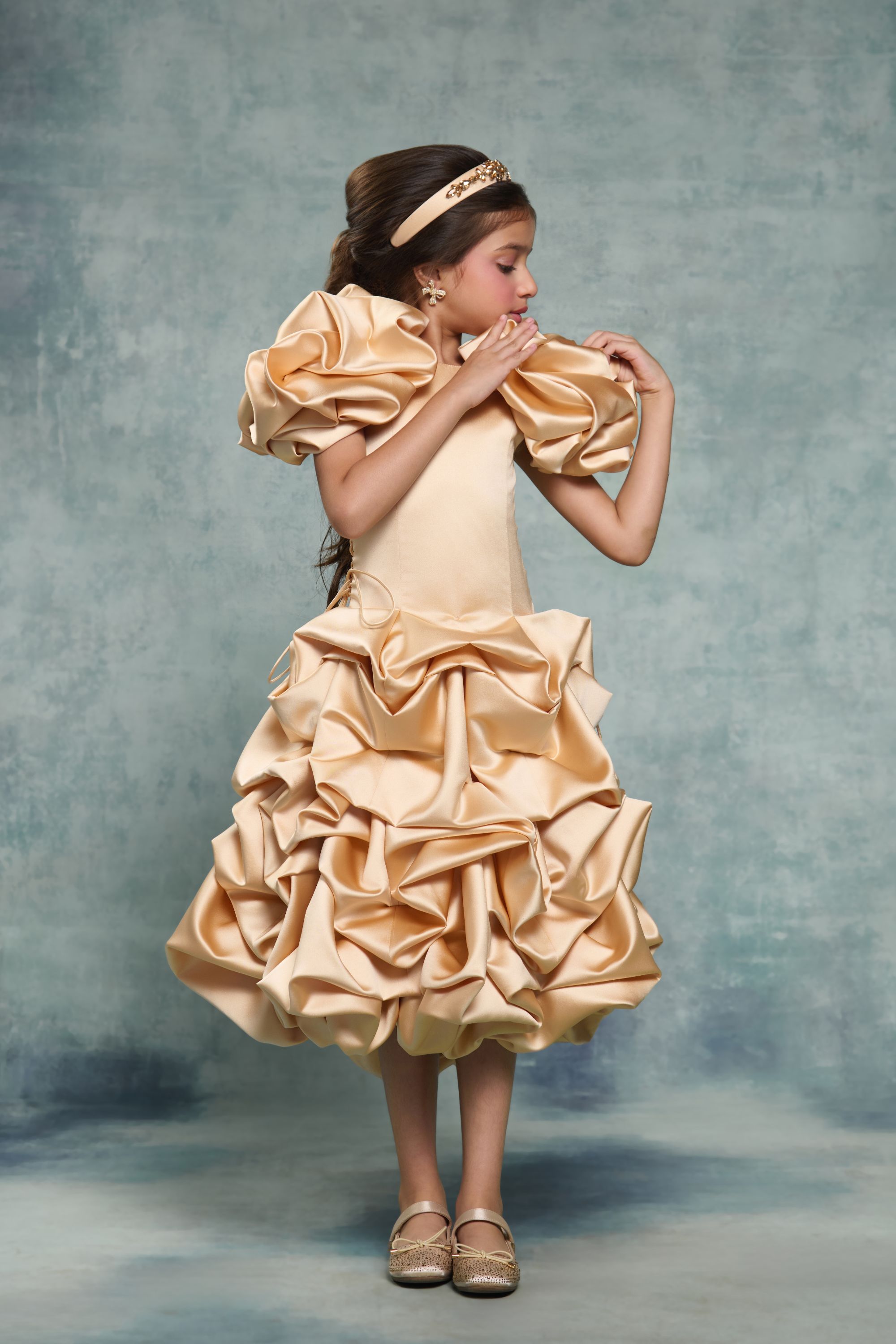 The Champagne Rosette Dress