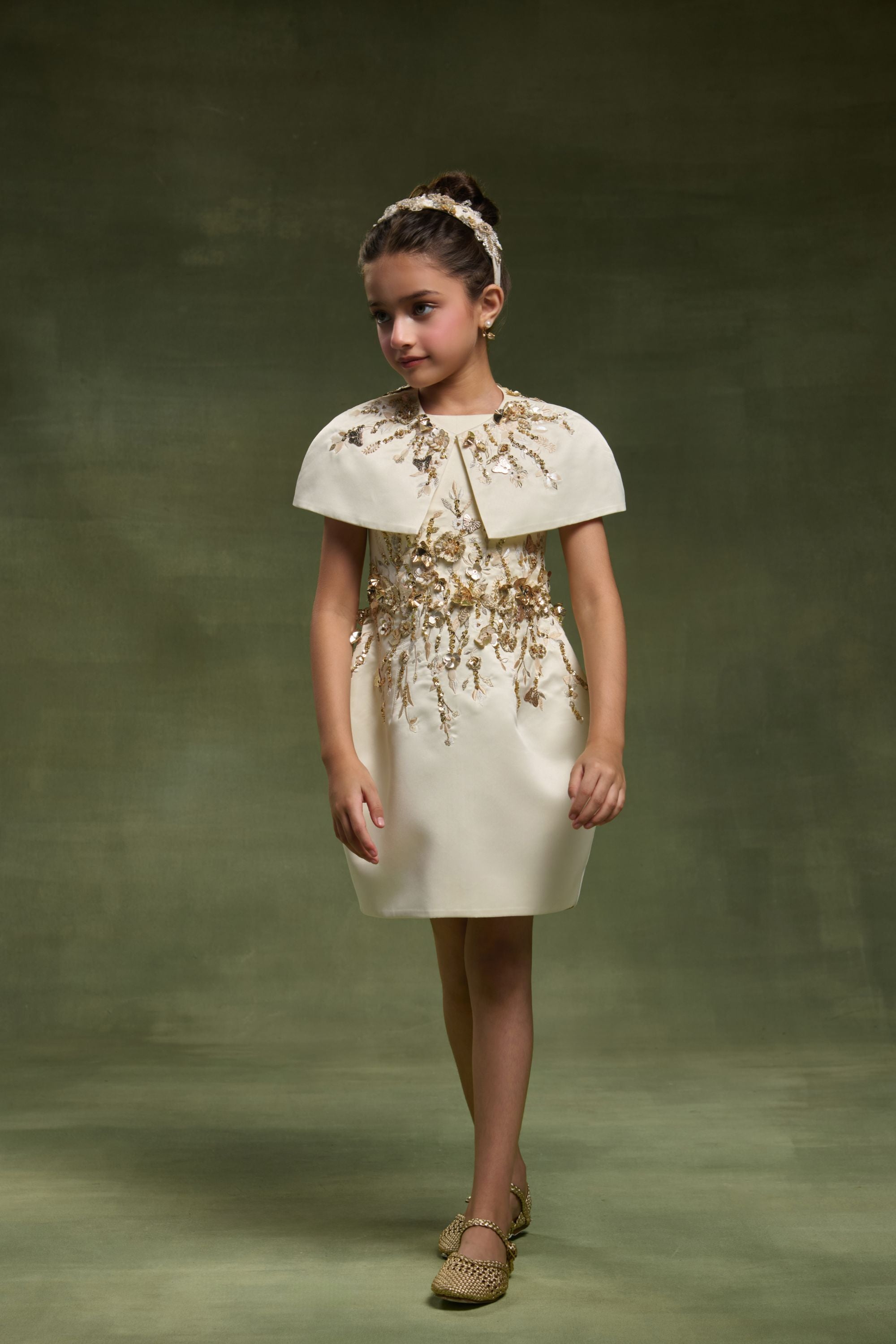 The Celestia Gold Dress with Cape (Set of 2)