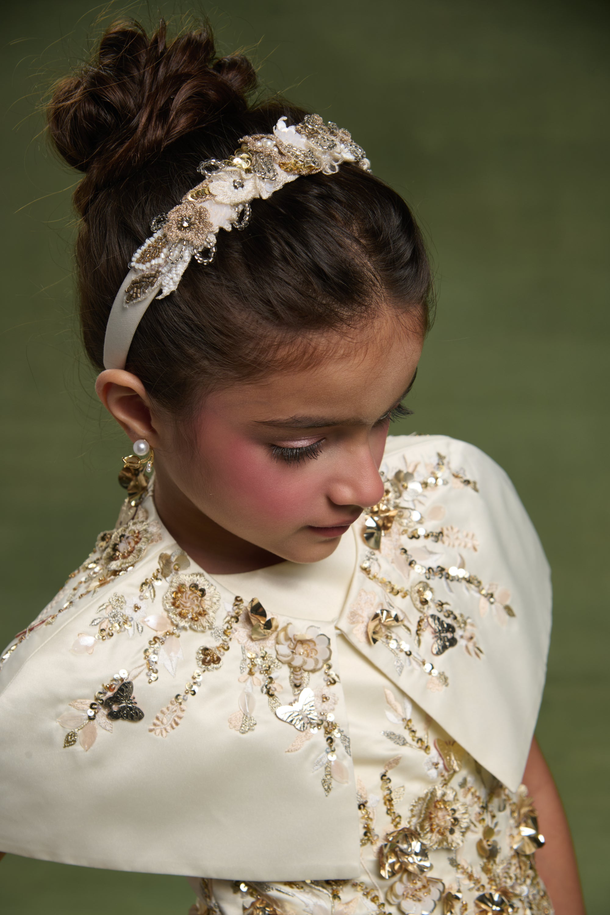 The Alaia Hairband (Off White & Gold)