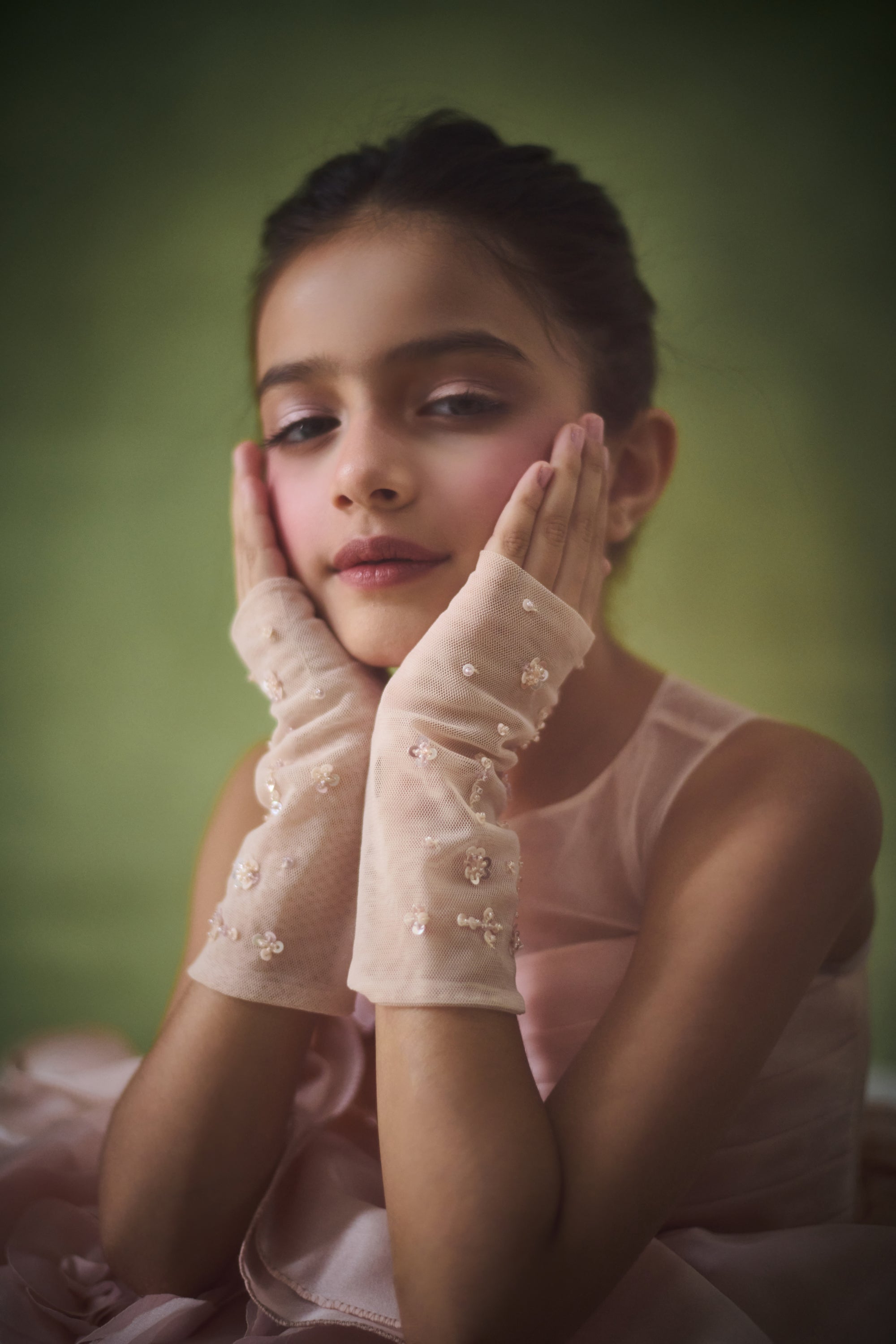 Pink Crystal Gloves