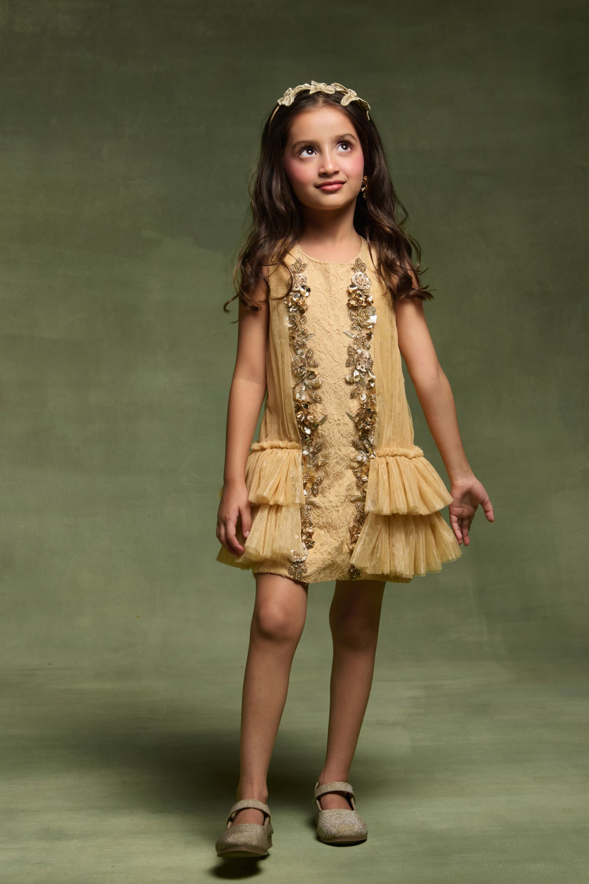 The Caroline Gold Dress