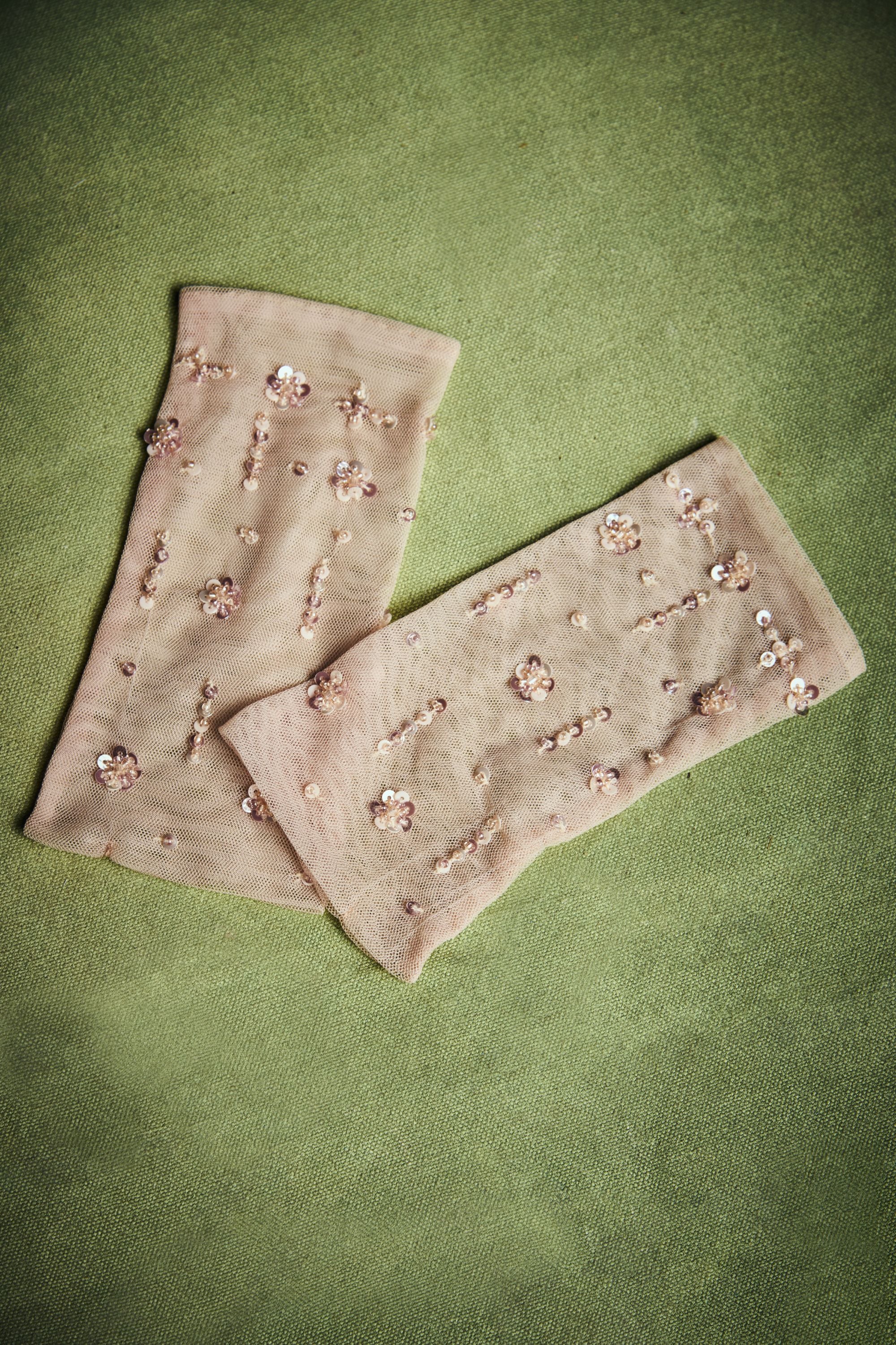 Pink Crystal Gloves