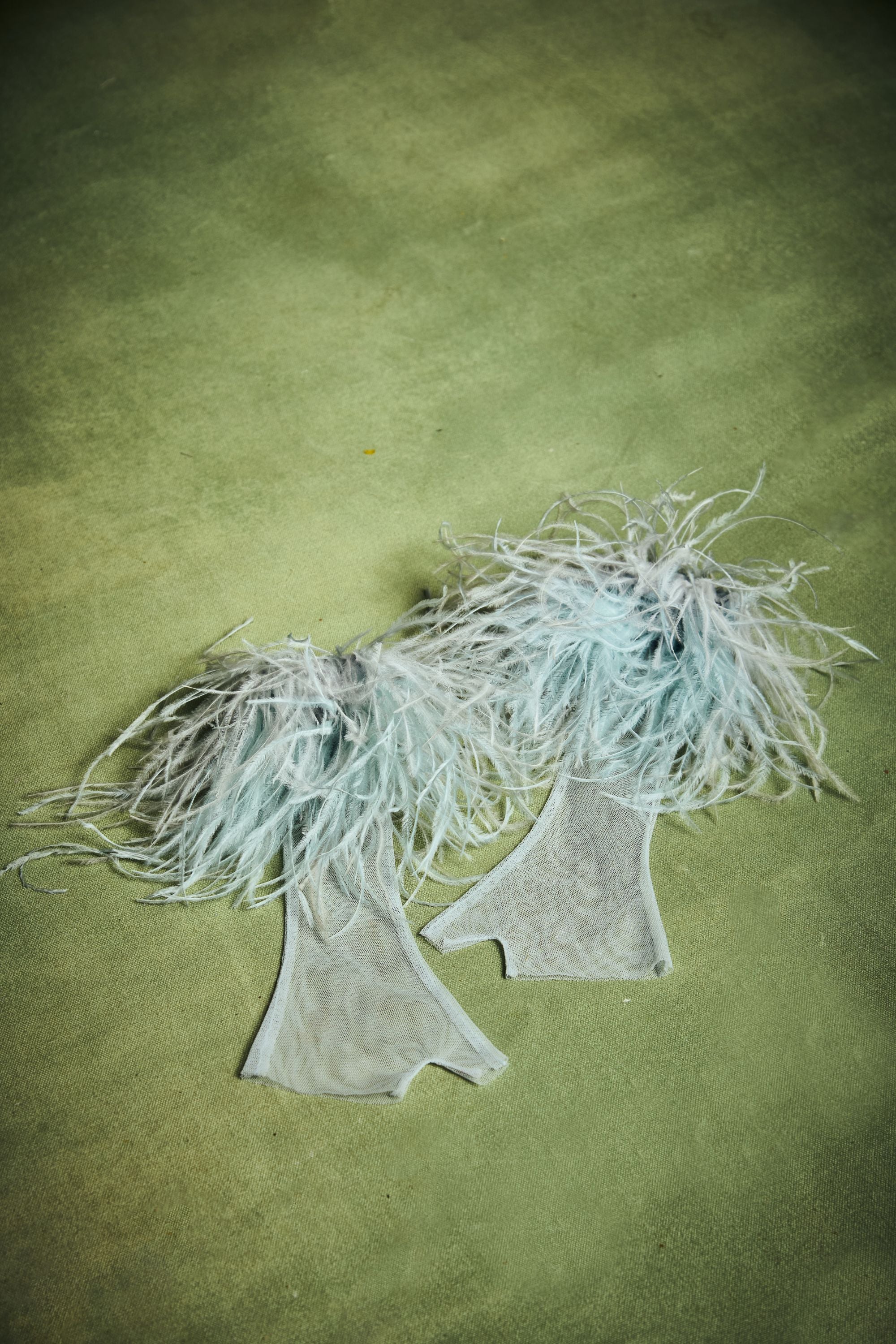 Blue Feather Gloves