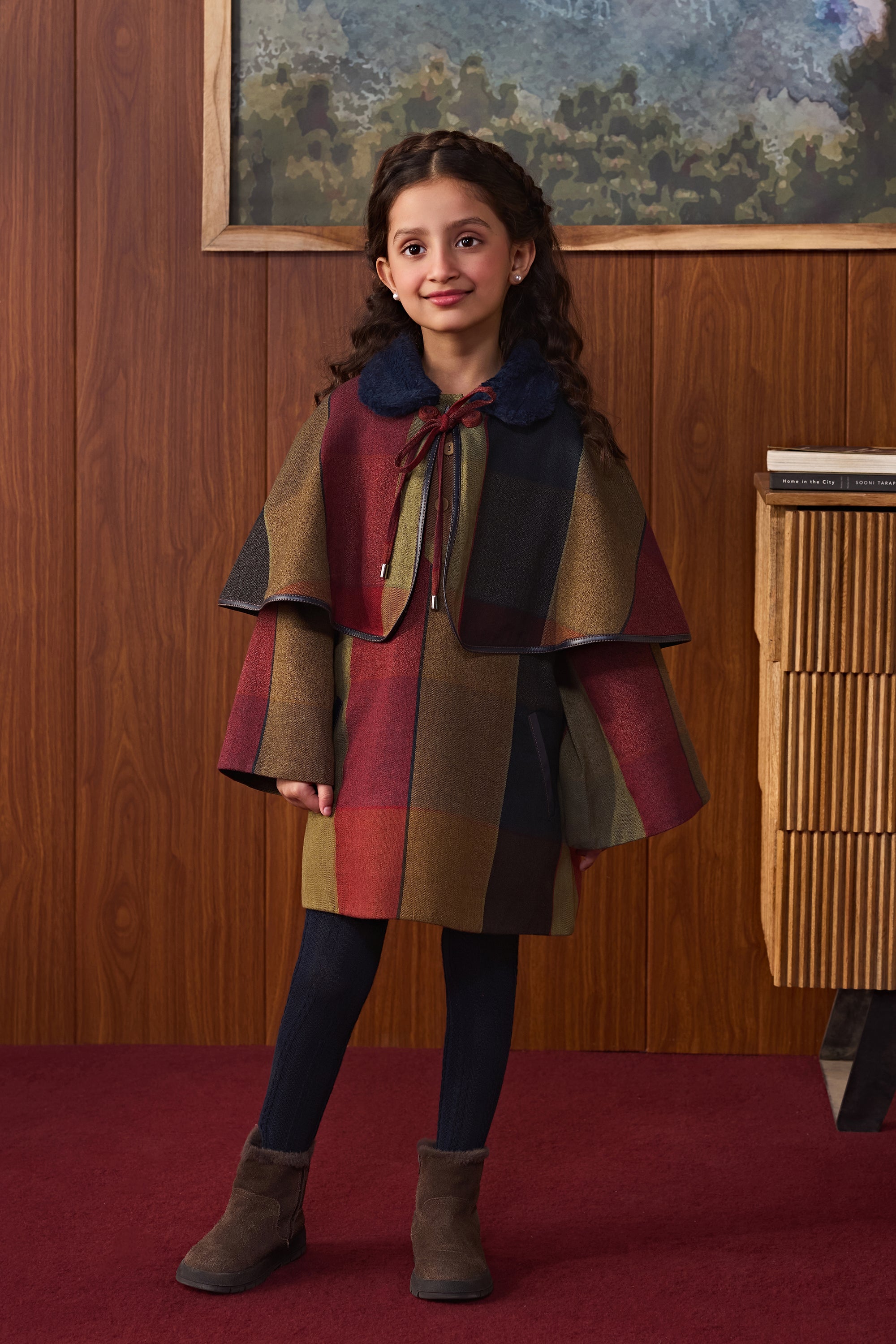 Matilda Plaid Dress with Cape (Set of 2)