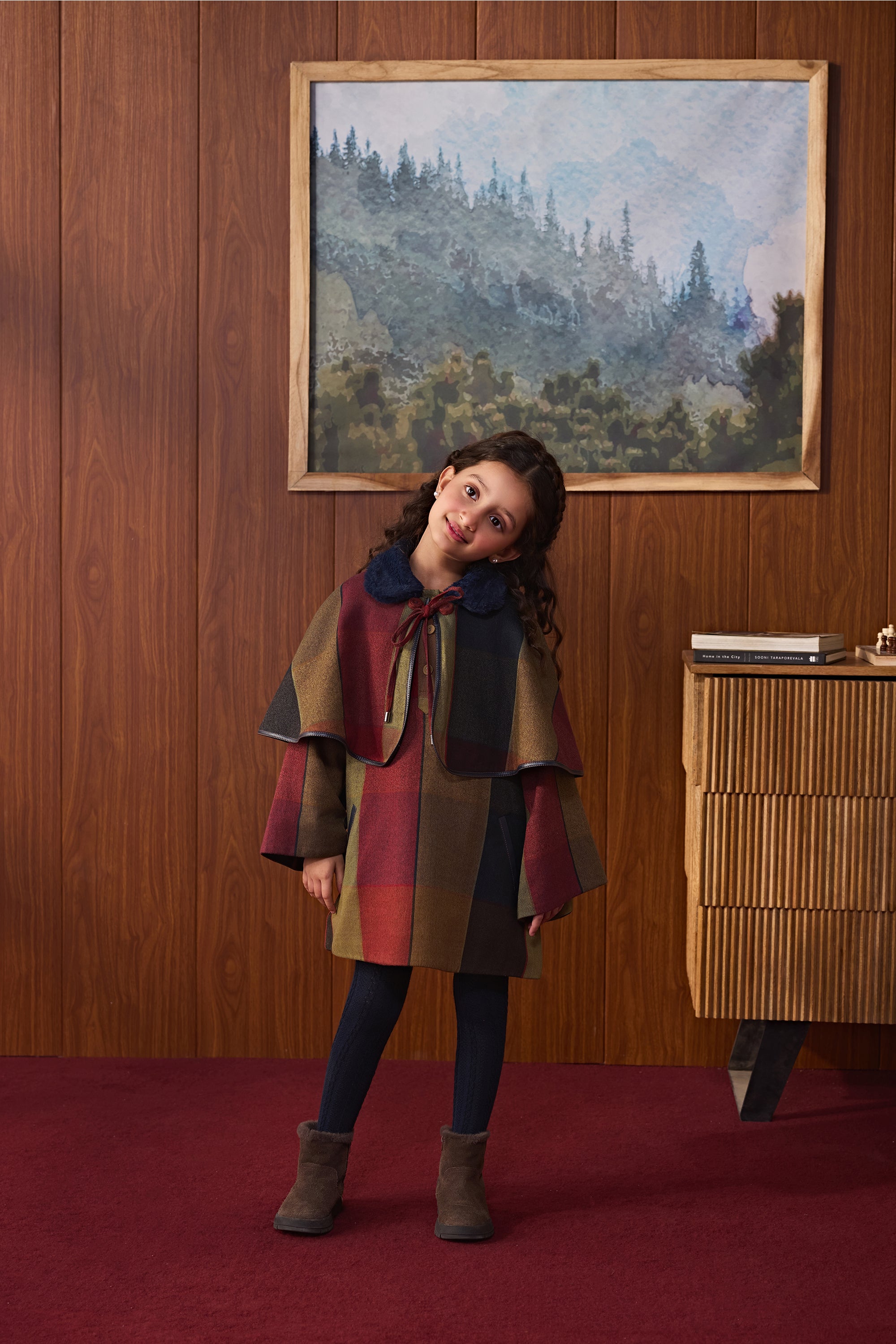 Matilda Plaid Dress with Cape (Set of 2)