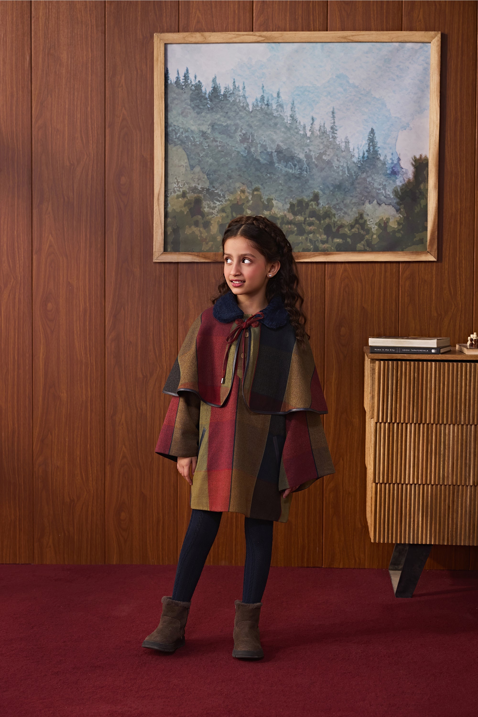 Matilda Plaid Dress with Cape (Set of 2)