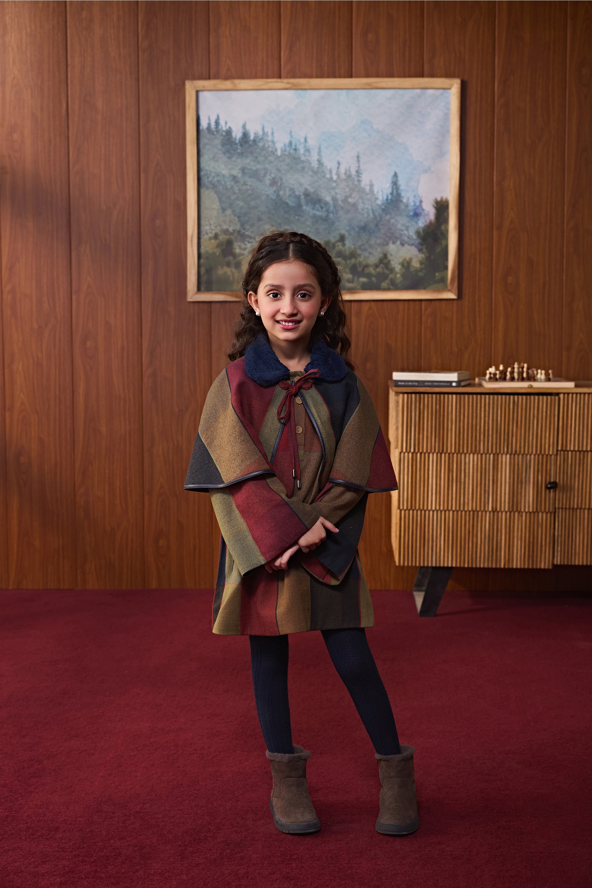 Matilda Plaid Dress with Cape (Set of 2)