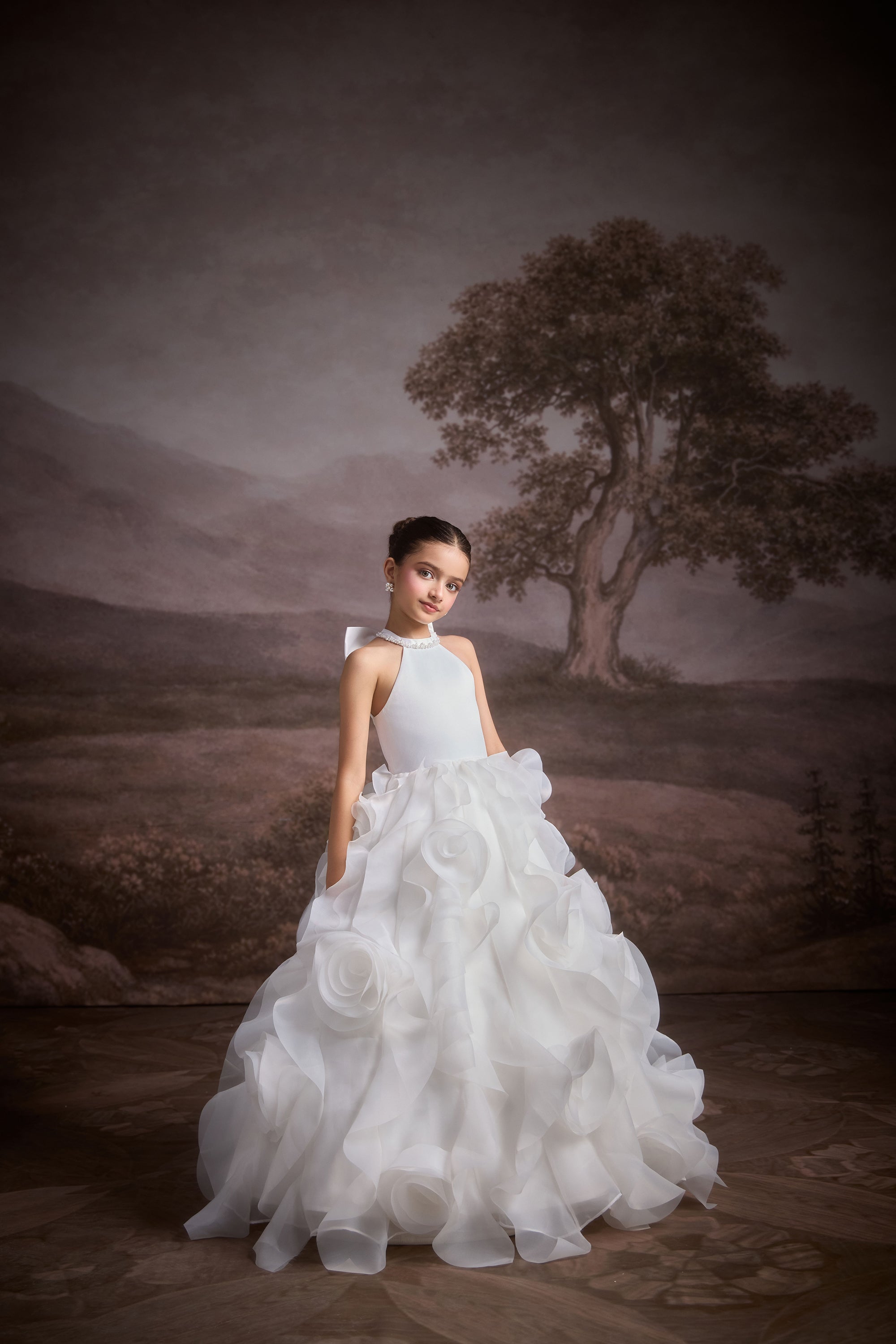 The Edwena White Ruffle Gown