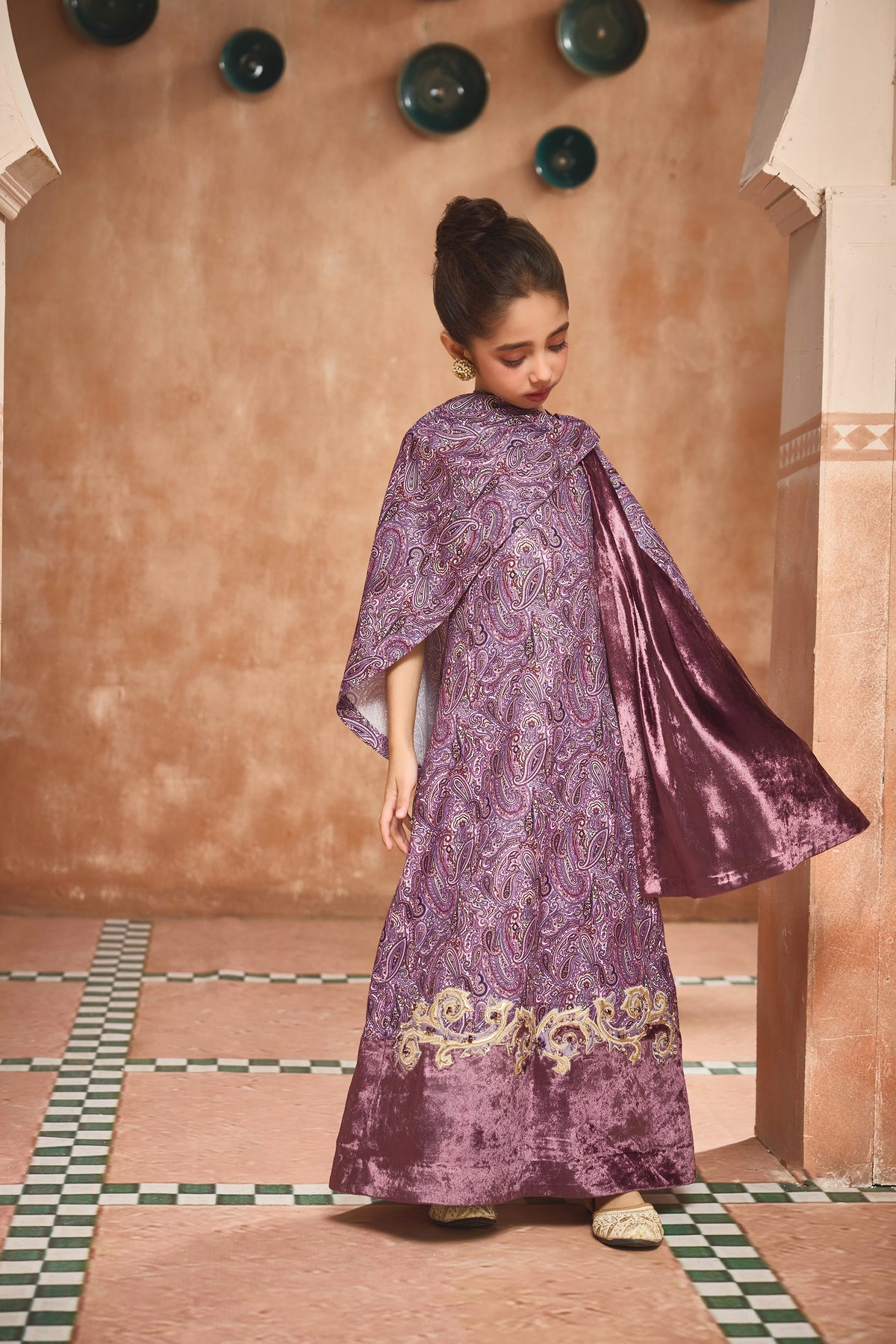 Parisa Purple Dress with Cape