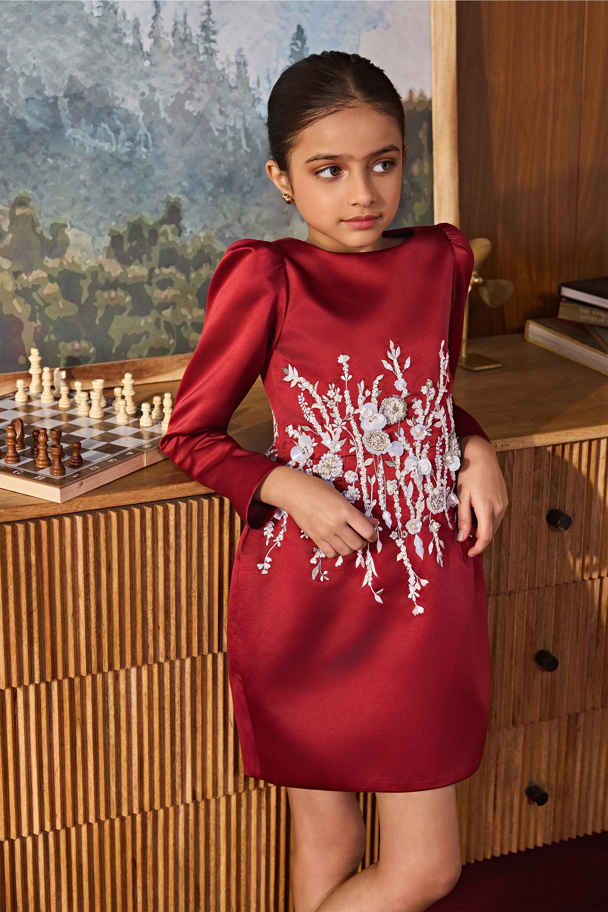 The Celestia Maroon Dress