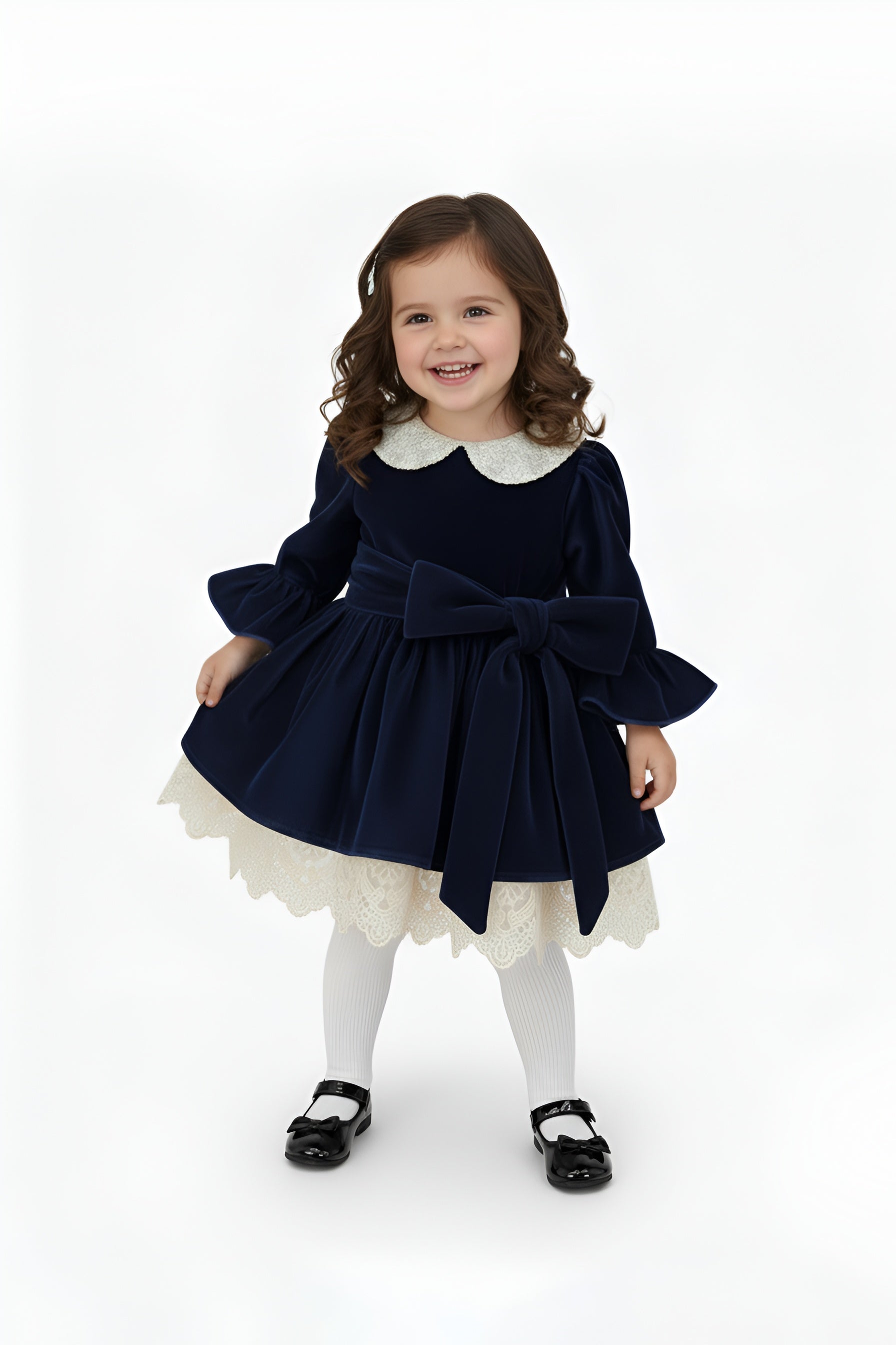 The Vintage Velvet Dress (Navy Blue)