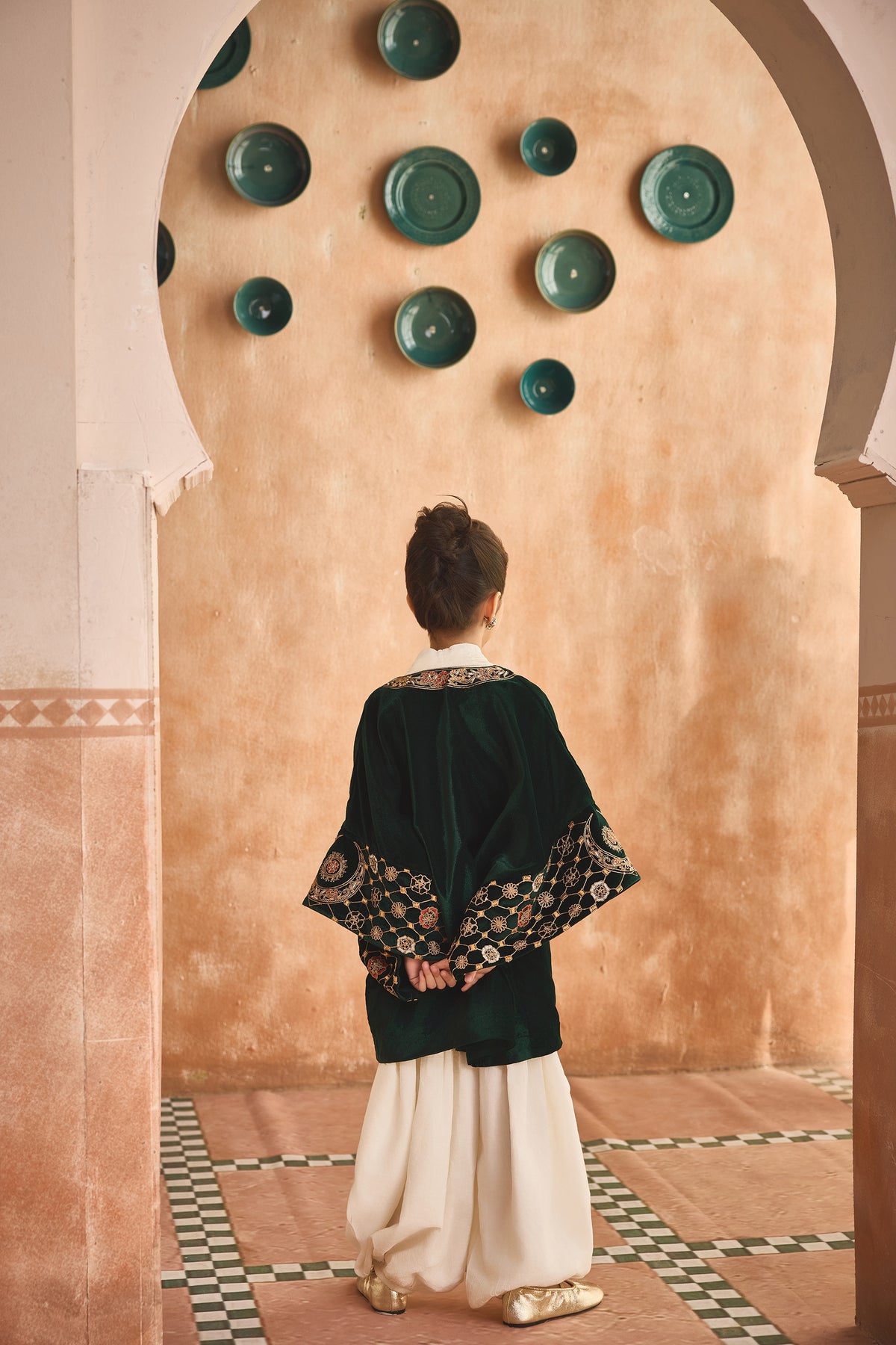 The Emerald Mosaic Velvet Tunic with Dhoti