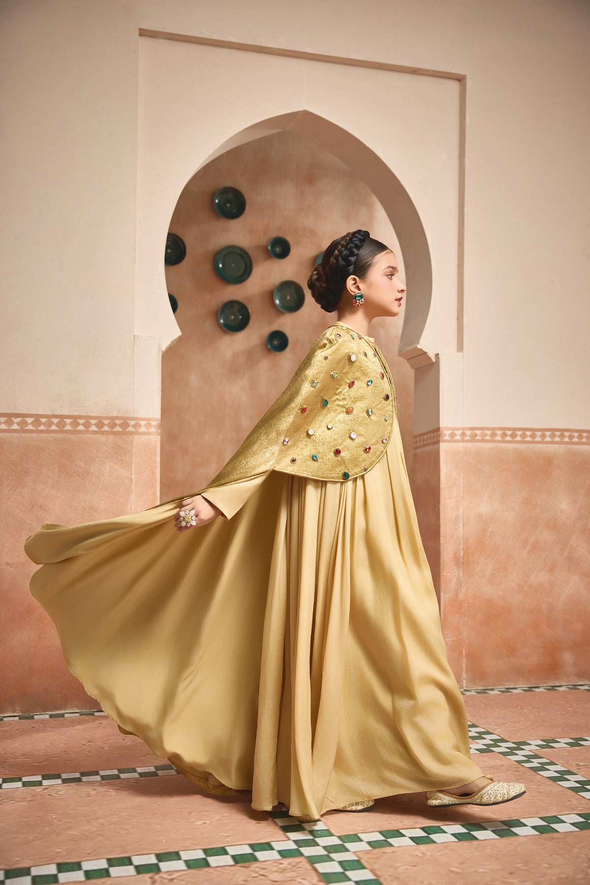 The Golden Gemstone Cape with Aneesa Dress