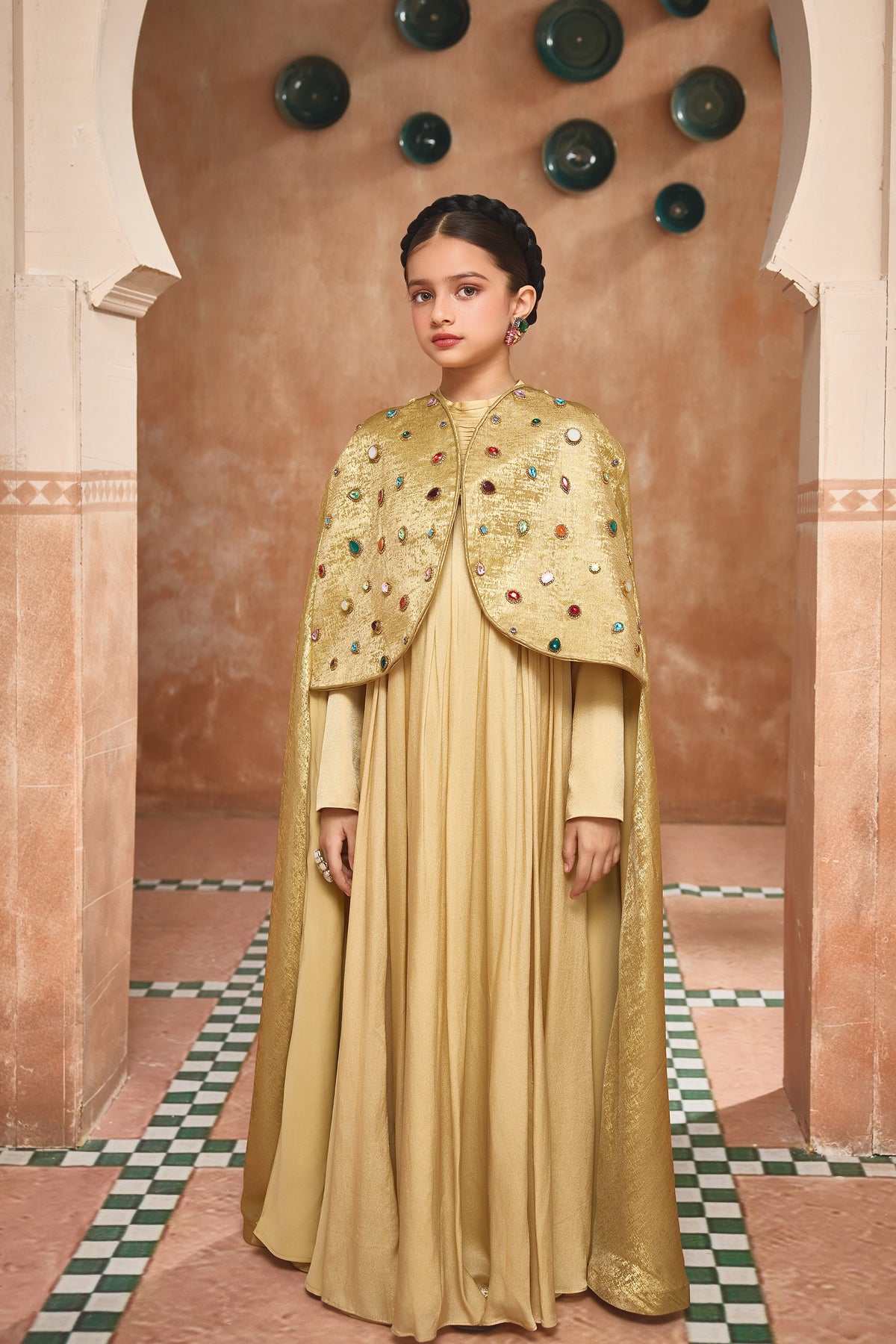 The Golden Gemstone Cape with Aneesa Dress