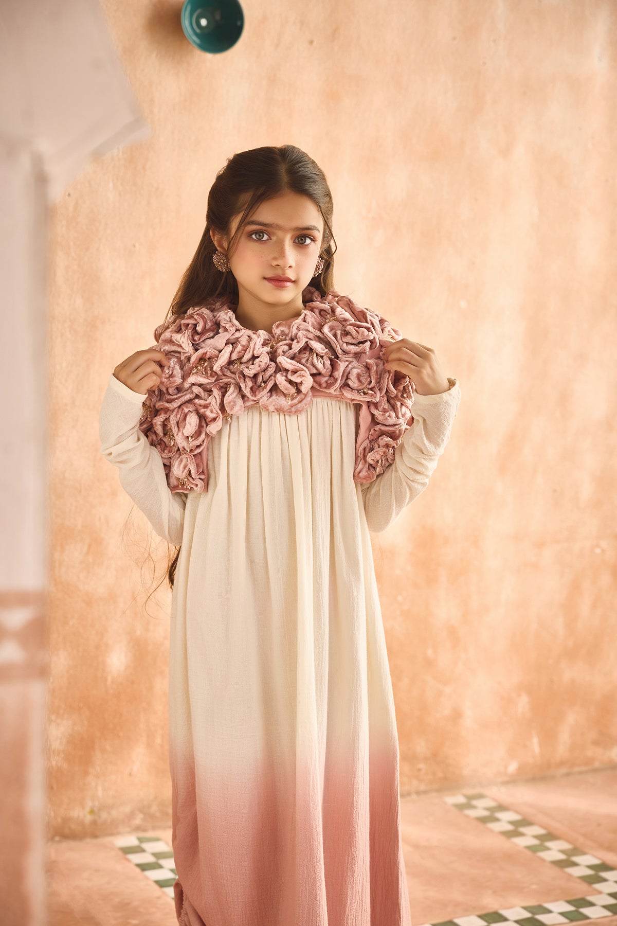 The Izara Ombre Pink Cape Set