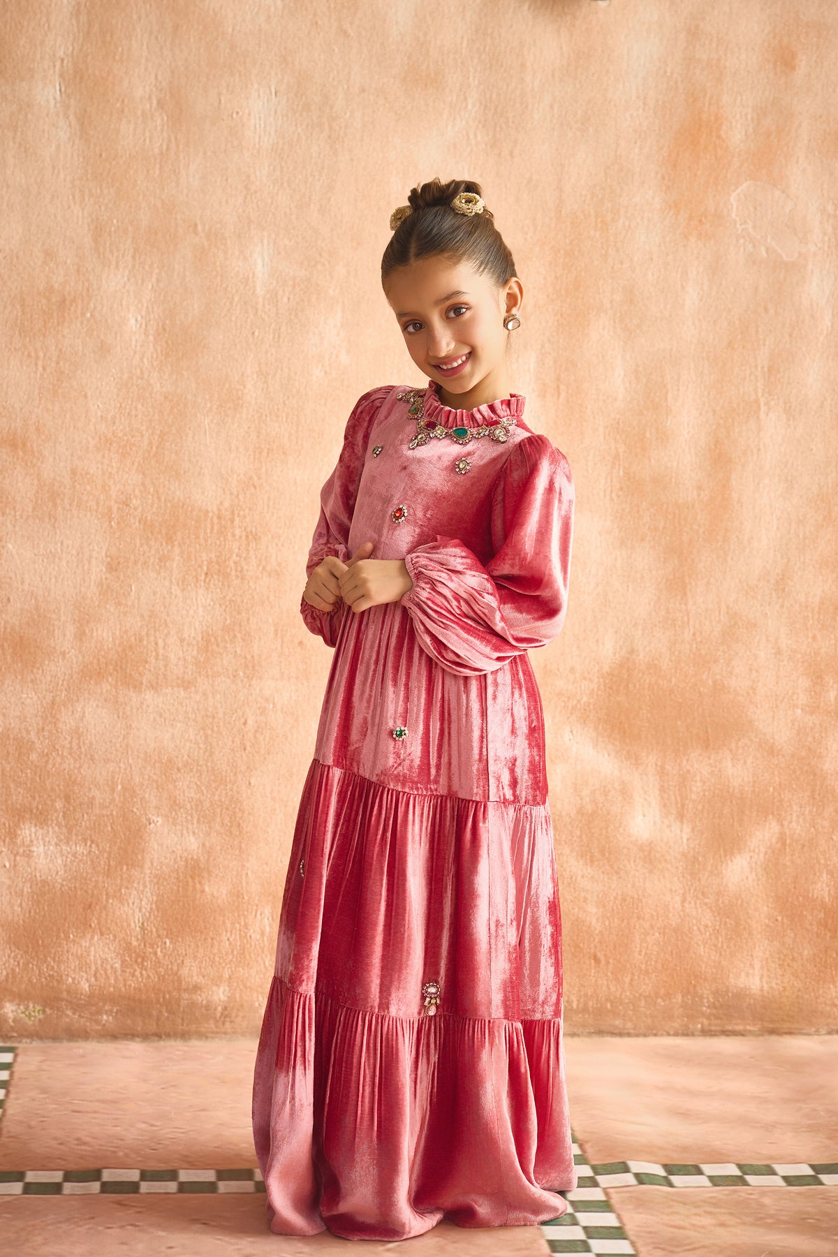 The Mulberry Tiered Velvet Dress
