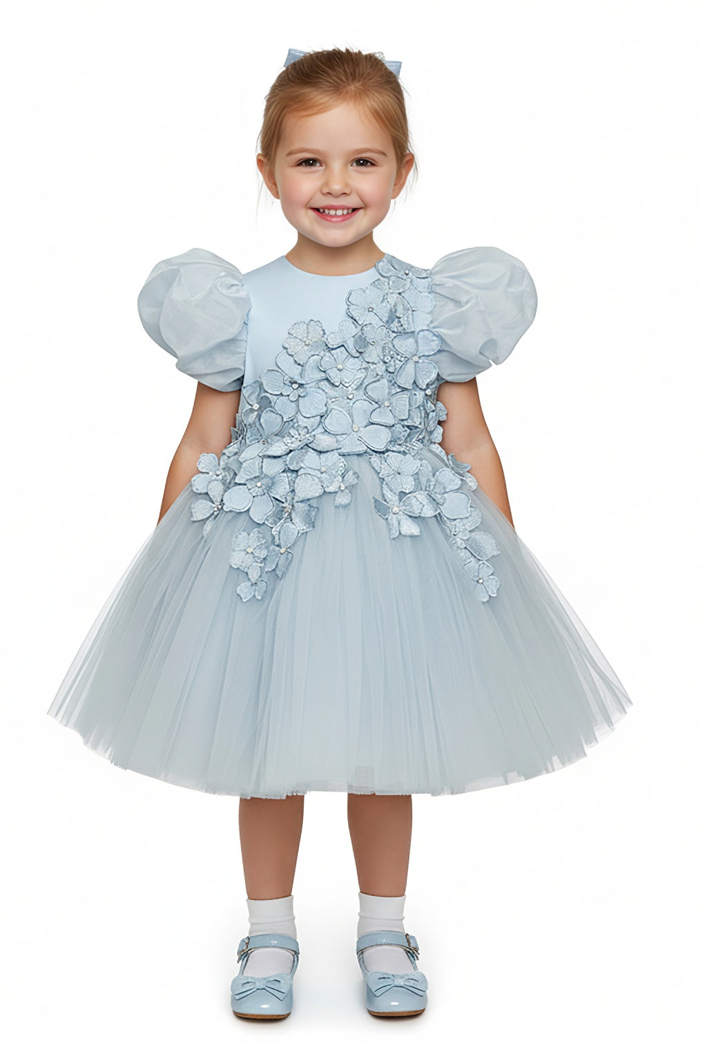 The Georgia Dress With Sleeves (Blue)