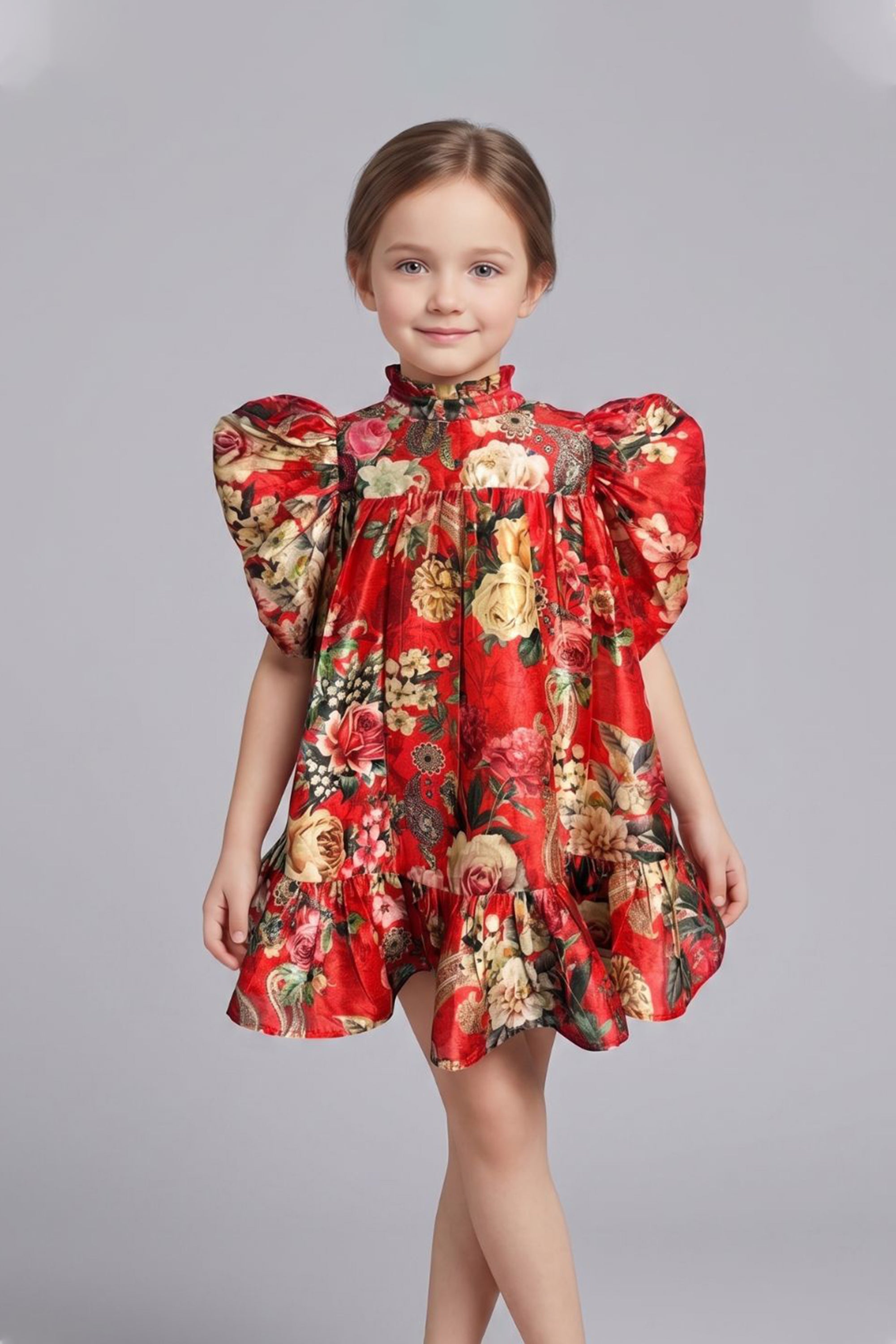 Red Print Floral Betty Dress
