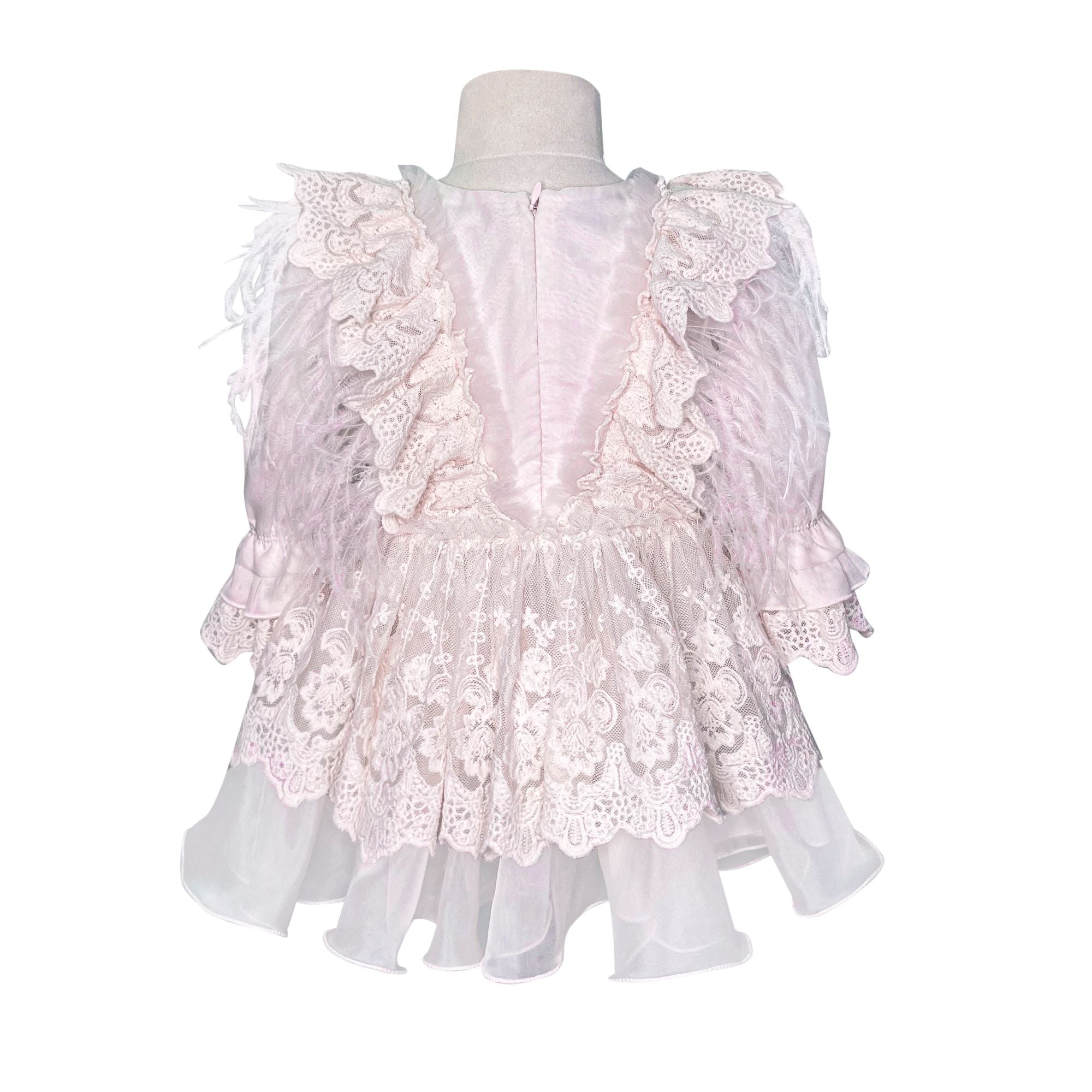 Sleeved Feather Fairy Dress (Pink)